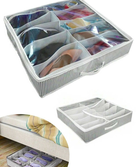 Ayakkabı Saklama Çantası 12 Bölmeli Shoes Under Ayakkabı Hurcu - Siyah Beyaz Ayakkabı Saklama Çantası 12 Bölmeli Shoes Under Ayakkabı Hurcu - Siyah Beyaz