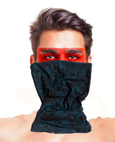 Baf Bandana Çoklu Kafatası Mavi Siyah Maske