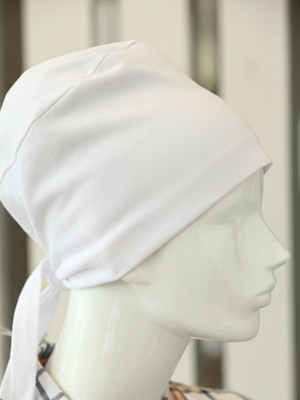 Bağlamalı Tesettür Bone - Bağlamalı Bandana Beyaz