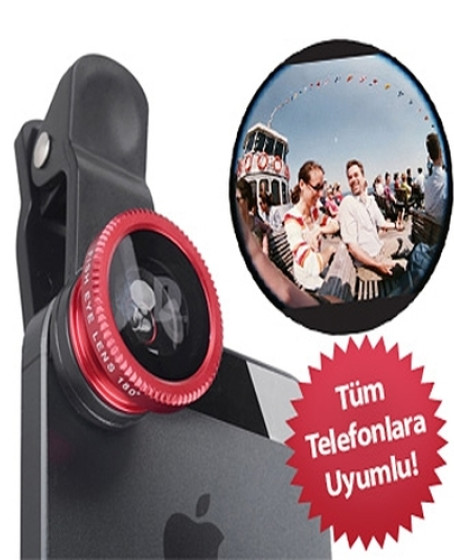 Balık Gözü Cep Telefonu Lensi (Tüm Modellere Uyumlu) Balık Gözü Cep Telefonu Lensi (Tüm Modellere Uyumlu)
