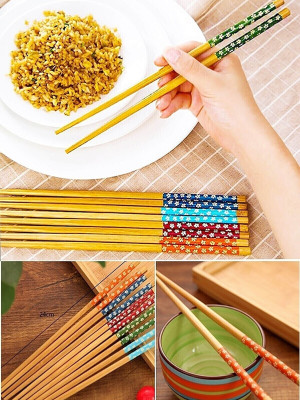 Bambu Chopstick Çubuk Yemek Çubuğu Yıkanabilir Tekrar Kullanılabilir (10 Çift- 20 Adet )