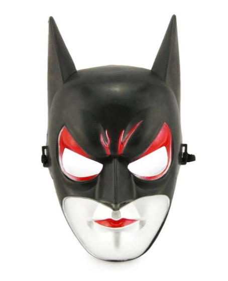 Kırmızı Gözlü Siyah Batman Maske - Lastikli Batgirl Maskesi 28x17 cm