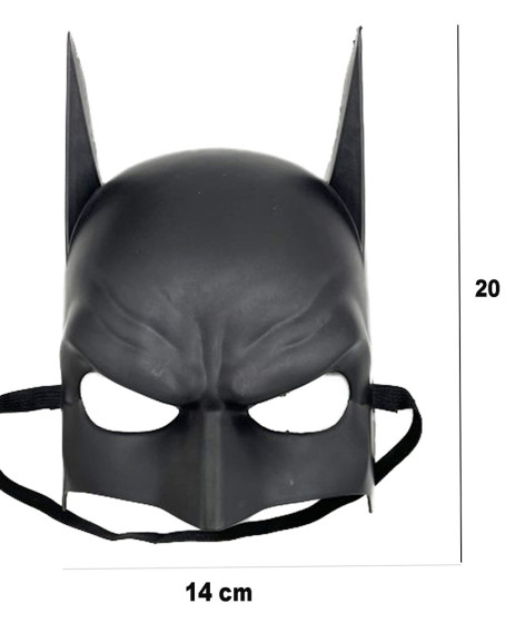 Siyah Renk Çocuk Boy Arkadan Lastikli Batman Maskesi A Kalite  20x14 cm