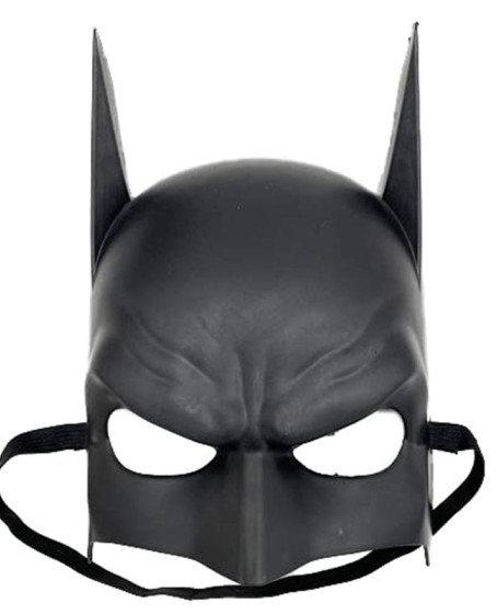 Siyah Renk Çocuk Boy Arkadan Lastikli Batman Maskesi A Kalite  20x14 cm