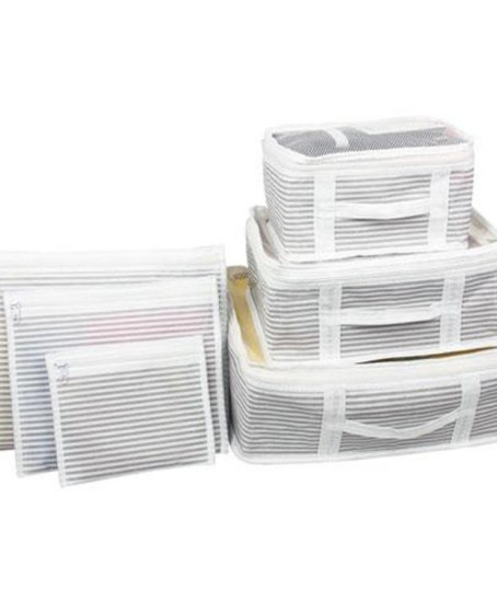 Bavul İçi Düzenleyici Valiz  Organizer 6 lı Set - Çizgili
