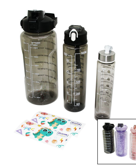 MATARA 3PCS ŞEFFAF RENKLİ 500-900-2000ML PİPETLİ MOTİVASYON SULUK MATARA TELEFONLUKLU MATARA 3PCS ŞEFFAF RENKLİ 500-900-2000ML PİPETLİ MOTİVASYON SULUK MATARA TELEFONLUKLU