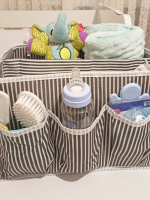 Bebek Beşik Başucu Düzenleyici Kapaklı 5 Bölmeli Organizer