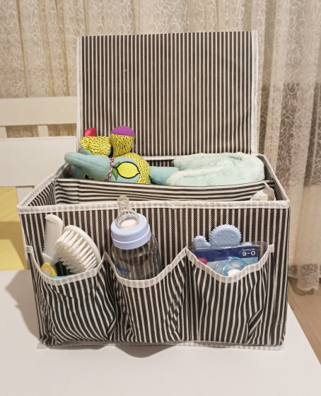 Tutturma Aparatlı Bebek Beşik Başucu Düzenleyici Kapaklı 5 Bölmeli Organizer