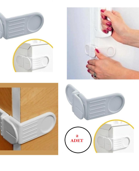 Bebek Çocuk Güvenlik Çekmece ve Dolap İçin Yapışkanlı Vidasız Köşe Kapak Kilidi x 2 Adet Bebek Çocuk Güvenlik Çekmece ve Dolap İçin Yapışkanlı Vidasız Köşe Kapak Kilidi x 2 Adet