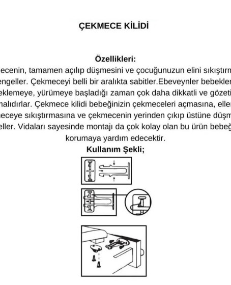 4 Adet Bebek Çocuk Koruma Kilidi - Dolap Çekmece Kilidi Sürgülü Kilit