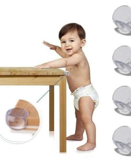 Bebek Çocuk Yumuşak ve Esnek Dairesel Şeffaf Yapışkanlı Güvenlik Köşe Koruyucu (8 Adet)