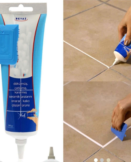 Beyaz Derz Dolgusu - Lavabo Küvet Fayans Derzi kalemi 380gr Spatula Hediyeli