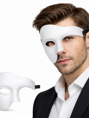 Beyaz Yarım Erkek Maske – Phantom Parti & Balo Maskesi