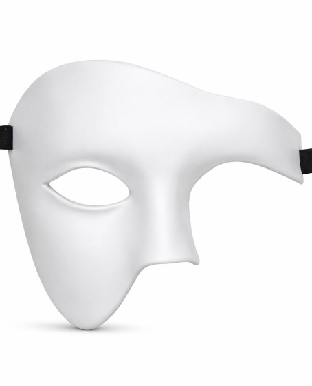 Beyaz Yarım Erkek Maske – Phantom Parti & Balo Maskesi