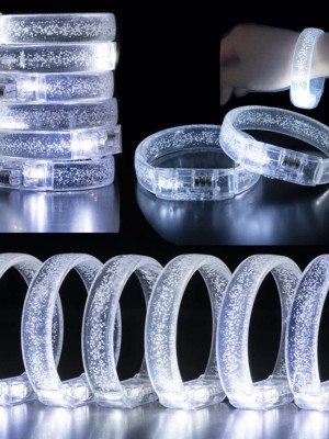 Beyaz-Gümüş Led Işıklı Baskı Yapılabilen Pilli Bileklik Bilezik 1,5 cm Genişlik Beyaz-Gümüş Led Işıklı Baskı Yapılabilen Pilli Bileklik Bilezik 1,5 cm Genişlik