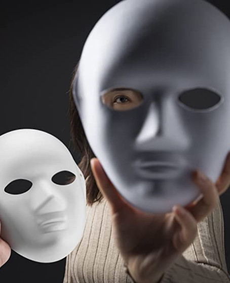 Beyaz Renk Boyanabilir Anonim Tam Yüz Cosplay Maske 24x18 cm