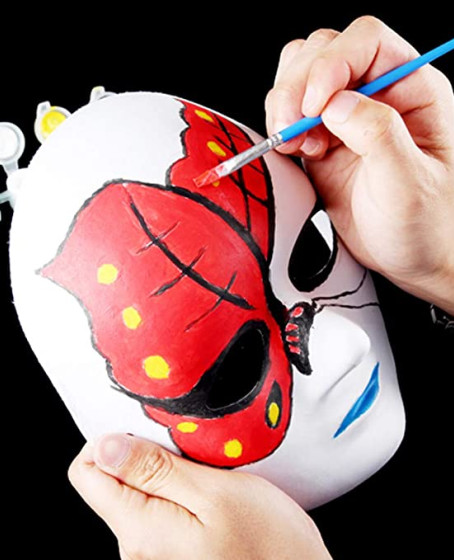 Beyaz Renk Boyanabilir Anonim Tam Yüz Cosplay Maske 24x18 cm
