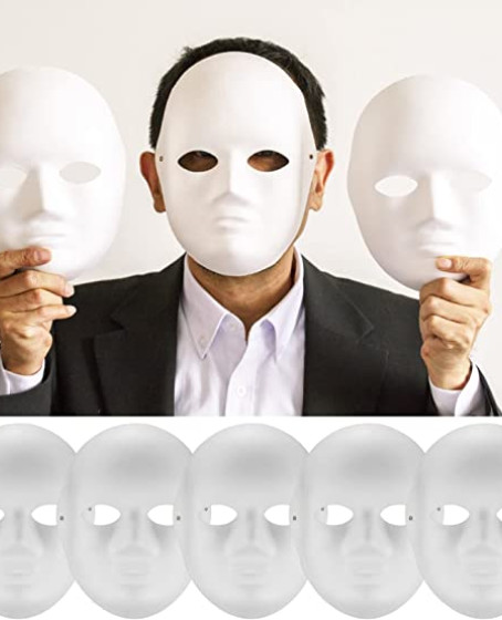 Beyaz Renk Boyanabilir Anonim Tam Yüz Cosplay Maske 24x18 cm