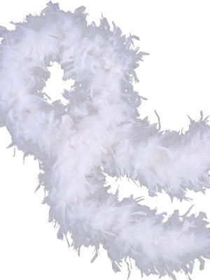 Beyaz Renk Kabarık Kalın Otriş Boa Tüy 6 cm Genişlik 180-200 cm Uzunluk