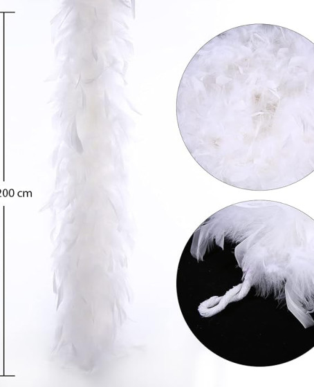 Beyaz Renk Kabarık Kalın Otriş Boa Tüy 6 cm Genişlik 180-200 cm Uzunluk Beyaz Renk Kabarık Kalın Otriş Boa Tüy 6 cm Genişlik 180-200 cm Uzunluk