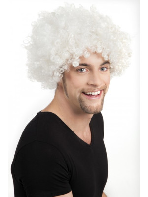 Beyaz Renk Kıvırcık Afro Bonus Peruk Beyaz Renk Kıvırcık Afro Bonus Peruk
