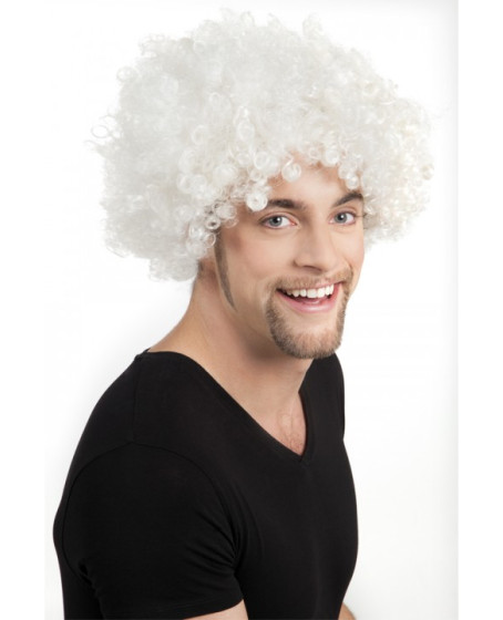 Beyaz Renk Kıvırcık Afro Bonus Peruk