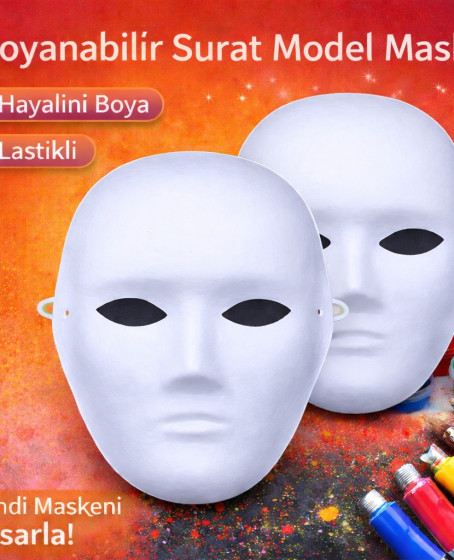 Boyanabilir Surat Model Maske – Lastikli | Kendin Tasarla