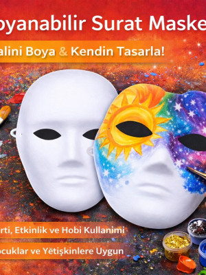 Boyanabilir Surat Model Maske – Lastikli | Kendin Tasarla Boyanabilir Surat Model Maske – Lastikli | Kendin Tasarla