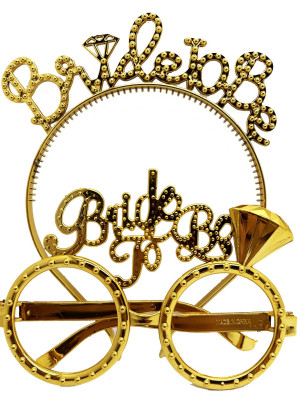 Bride To Be Yazılı Taç ve Bride To Be Yazılı Gözlük Seti Altın Renk Bride To Be Yazılı Taç ve Bride To Be Yazılı Gözlük Seti Altın Renk