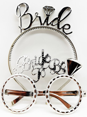 Bride Yazılı Taç ve Bride To Be Yazılı Gözlük Seti Gümüş Renk Bride Yazılı Taç ve Bride To Be Yazılı Gözlük Seti Gümüş Renk