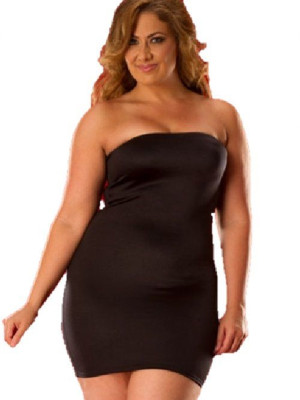 Büyük Beden Strapless Mini Elbise