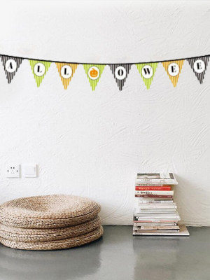 Cadılar Bayramı Kabak Temalı Halloween Yazılı Banner Süs Flama 3 Metre