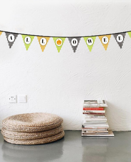 Cadılar Bayramı Kabak Temalı Halloween Yazılı Banner Süs Flama 3 Metre