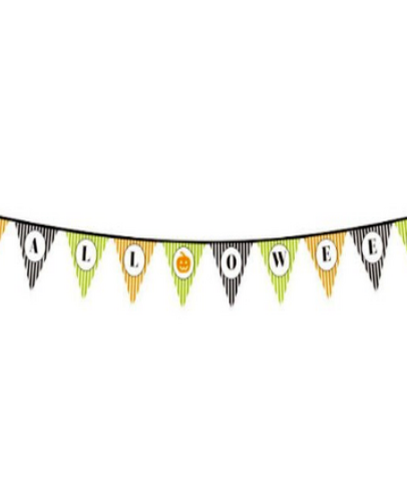 Cadılar Bayramı Kabak Temalı Halloween Yazılı Banner Süs Flama 3 Metre