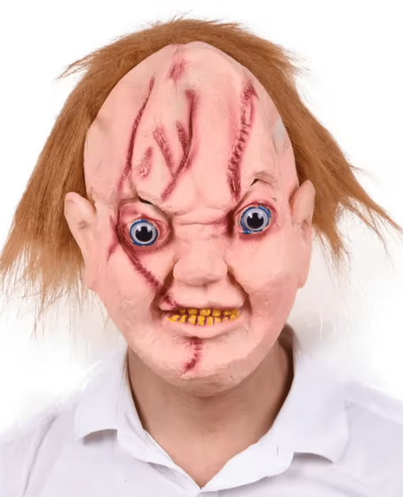 Çaki Maskesi Kahverengi Saçlı Lateks Et Chucky Çaki Maskesi Çaki Maskesi Kahverengi Saçlı Lateks Et Chucky Çaki Maskesi