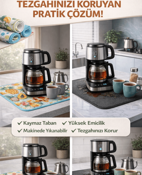 Çay Matı Çay Makinesi % 100 Mikrofiber Altlığı Su Emici Tezgah Koruyucu Kurulama Matı Çay Matı Çay Makinesi % 100 Mikrofiber Altlığı Su Emici Tezgah Koruyucu Kurulama Matı