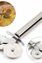Çİft Başlı Metal Pizza Kesici ve Hamur Ruleti
