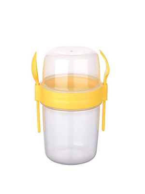 Çift Hazneli - Çatal Kaşıklı Portatif Müsli -Atıştırmalık Kabı 650 ML