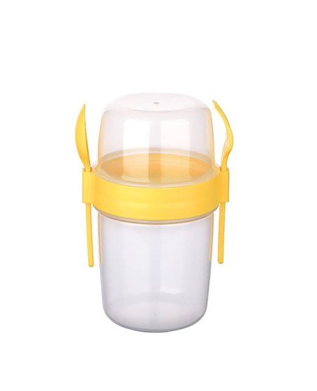 Çift Hazneli - Çatal Kaşıklı Portatif Müsli -Atıştırmalık Kabı 500 ML Çift Hazneli - Çatal Kaşıklı Portatif Müsli -Atıştırmalık Kabı 500 ML