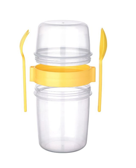 Çift Hazneli - Çatal Kaşıklı Portatif Müsli -Atıştırmalık Kabı 500 ML Çift Hazneli - Çatal Kaşıklı Portatif Müsli -Atıştırmalık Kabı 500 ML