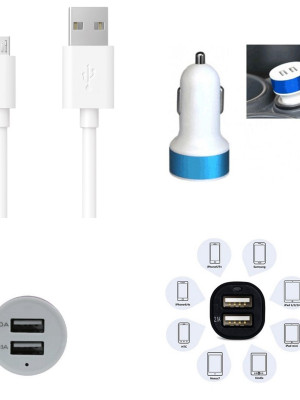 Çift USB Girişli 3.1 Çıkışlı Seyahat Seti Android / Micro Usb