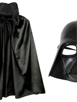 Çocuk Boy Yıldız Savaşları Star Wars Darth Vader Maskesi ve 90 cm Pelerin Seti Siyah