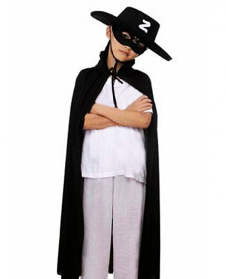 Çocuk Boy Zorro Pelerin + Şapka + Maske Kostüm Seti Çocuk Boy Zorro Pelerin + Şapka + Maske Kostüm Seti