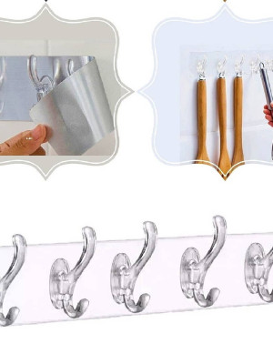 Çok Amaçlı Kendinden Yapışkanlı 5li Şeffaf Askı