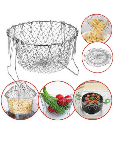 Çok Fonksiyonlu Pratik Süzgeç Katlanır - Kızartma Haşlama Aparatı -Chef Basket