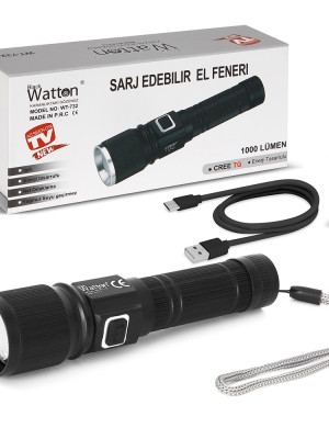 Cree TG Led 1000 Lümen Göstergeli Fonksiyonel El Feneri Wt-732