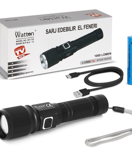 Cree TG Led 1000 Lümen Göstergeli Fonksiyonel El Feneri Wt-732