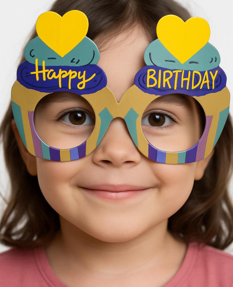 Cupcake Temalı Doğum Günü Renkli Karton Happy Birthday Gözlüğü 6 Adet Cupcake Temalı Doğum Günü Renkli Karton Happy Birthday Gözlüğü 6 Adet