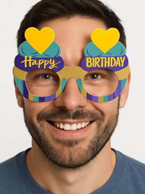 Cupcake Temalı Doğum Günü Renkli Karton Happy Birthday Gözlüğü 6 Adet Cupcake Temalı Doğum Günü Renkli Karton Happy Birthday Gözlüğü 6 Adet