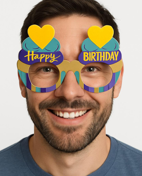 Cupcake Temalı Doğum Günü Renkli Karton Happy Birthday Gözlüğü 6 Adet Cupcake Temalı Doğum Günü Renkli Karton Happy Birthday Gözlüğü 6 Adet